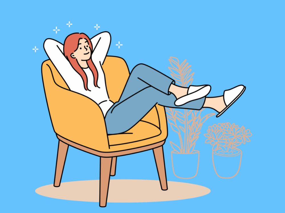 Ecommerce business owner relaxing with her feet up