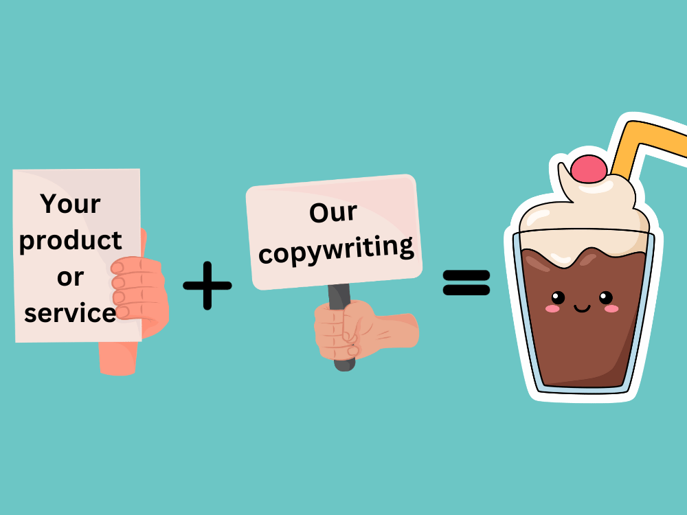 Signs saying "your product or service" plus "our copywriting services" equals a milkshake.