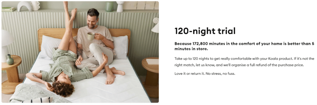 Koala Mattress example showing conversational problem-solving copy